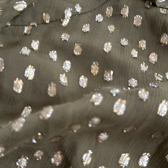 ZIMMERMAN FIL COUP SILK PEASANT BLOUSE KHAKI - Picture 4 of 6